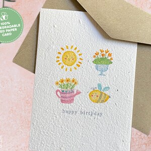 Happy Birthday Plantable Seed Card, Flower Handmade Happy Birthday Card, Eco-Friendly Birthday Greeting Card, Happy Birthday Gift Card