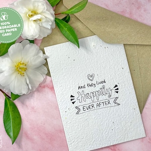 Plantable Wedding Card, Plantable Seed Card, Happliy Ever After Card, Wedding Greeting Card, Engagement Card, Handmade Congratulations Card