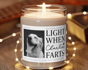 Light When Dog Farts Candle, Personalized Dog Mom Gift, Dog Lover Birthday Gift, Gift for Dog Owner, Funny Candles, Custom Candle Gift