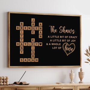 Custom Crossword Scrabble Family Names Sign Print UNFRAMED POSTER