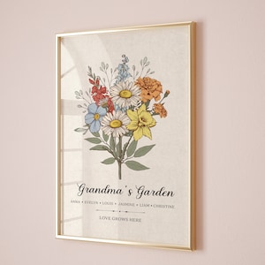 Personalized Gift For Grandma, Custom Grandma's Birth Month Flower Garden Poster Wall Art, Mom Birthday Gift, Christmas Mother's Day Gift image 4