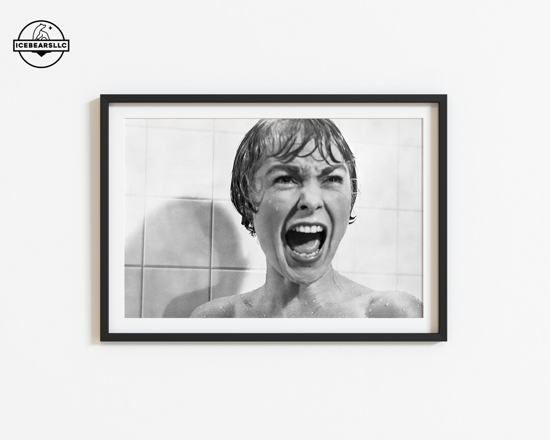 Bathroom Wall Art, Pyscho Bathroom Poster, Halloween Horror Movie Scene