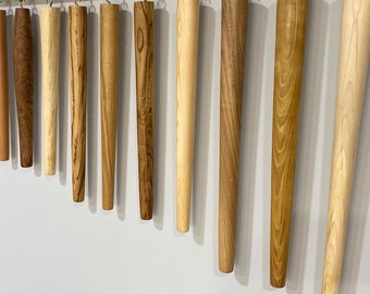 Tapered Wood Furniture Legs - Chestnut, Ashwood, Walnut, Oak, Maple, Cherry, Beech - Set of 4