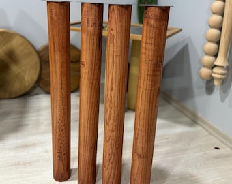 Patas cilíndricas de madera de fresno y caoba para muebles (juego de 4) – Patas de 3 pulgadas para mesas y escritorios