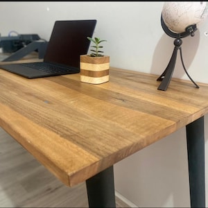 Handcrafted Solid Walnut Desk – Rustic Angled Leg Office Decor, Custom Sizes