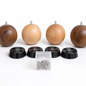 木製ボール脚 - 家具・ベッドフレーム用脚、4個セット