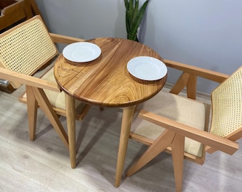 Small Space Wood Dining Table - Minimalist 25" Walnut/Beech/Chestnut