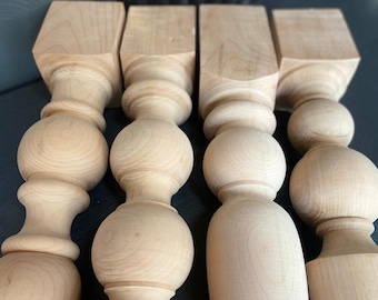 4 "-Tischbeine aus Buchenholz - Personalisierbare DIY Möbel, 4-er Set