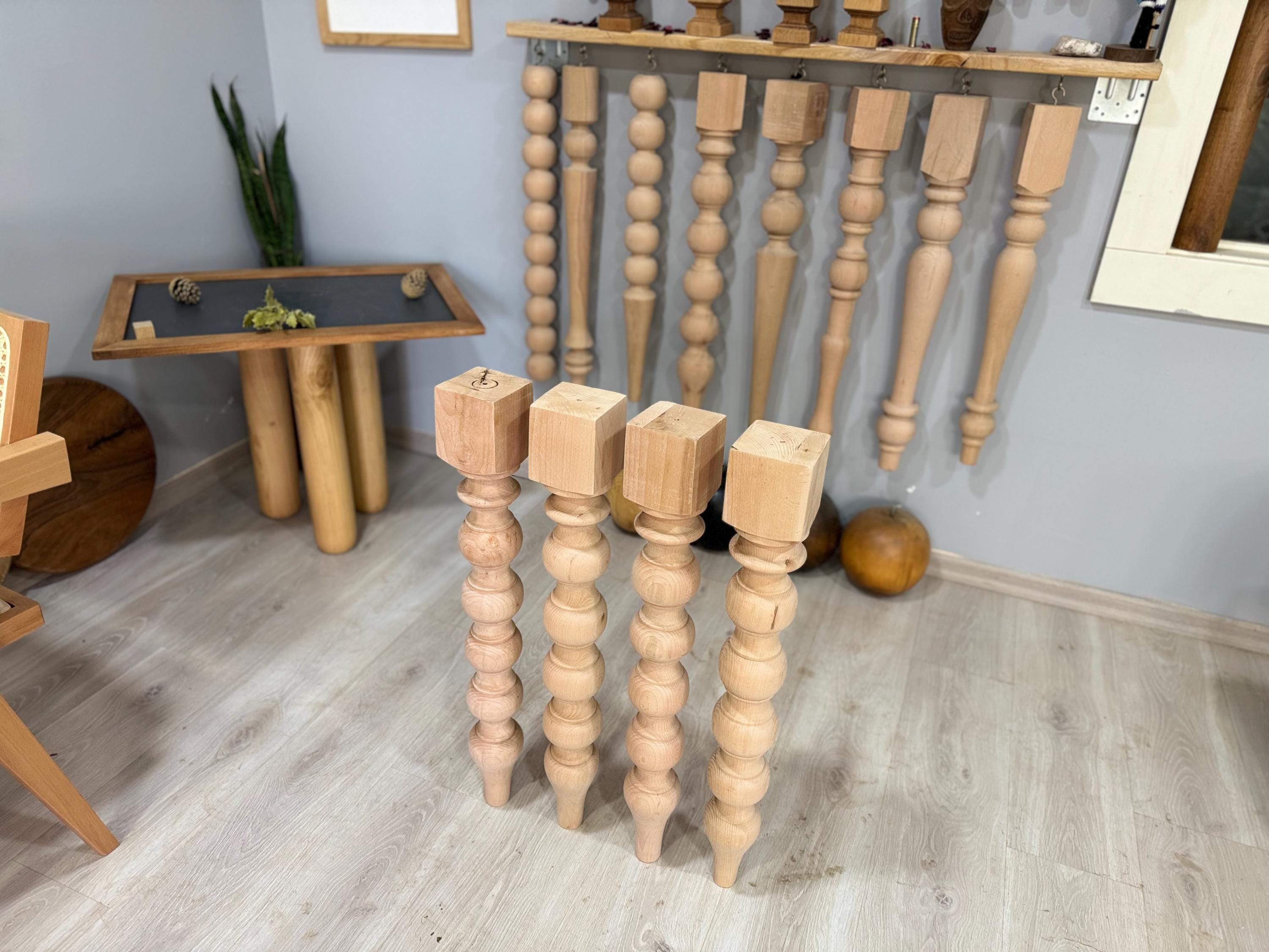 Barn Rustic Table Legs Set of 4 Farmhouse Dining Table Legs Heavy-duty Beech Wood Blocks 3 ...