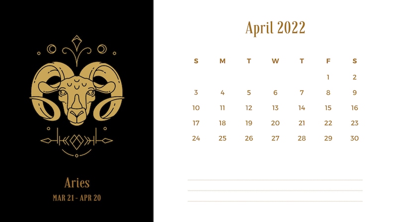 Calendar 2022 Monthly Zodiac Symbol Printable Calendar | Etsy Ireland