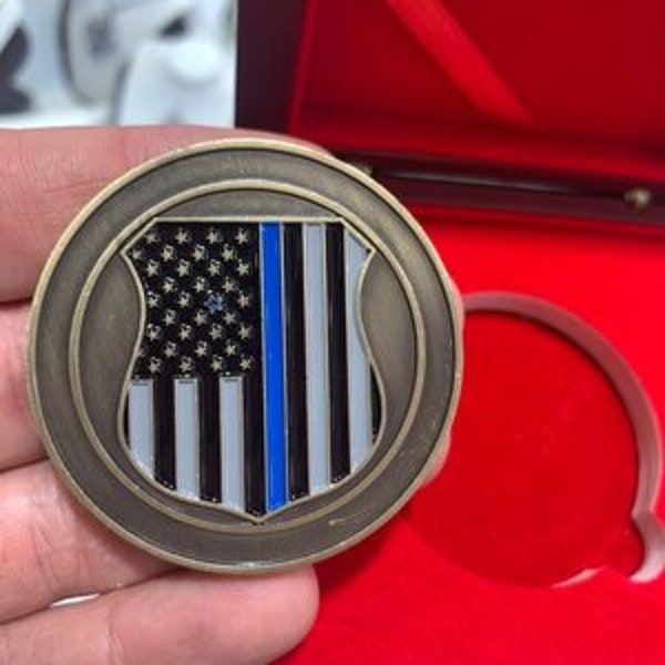 Personalized thin blue line challenge coin