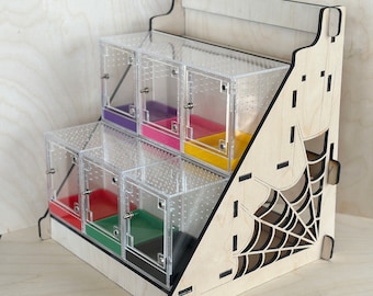 Spoodville Condo Complex - Custom Shelving for Our Mini Jumping Spider Enclosures. Keep Your Spoods Organized - Perfect for Multiple Slings!