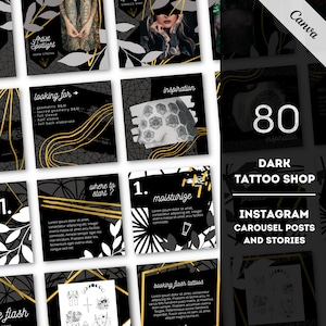 Tienda De Tatuajes Y Artista, Plantillas De Historias De Instagram De Canva, Marketing De Artistas Del Tatuador, Plantillas De Tatuajes, Redes Sociales De Tatuajes, Publicaciones En Carrusel