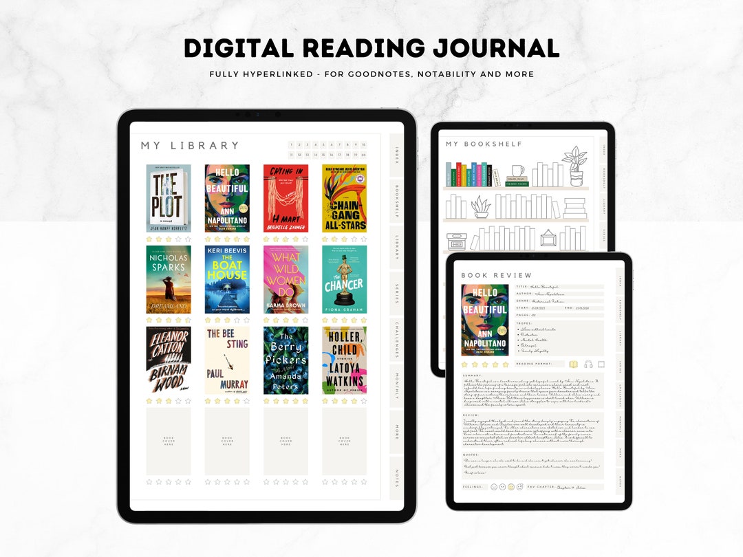 Digital Reading Journal, Reading Log, Book Tracker, Reading List