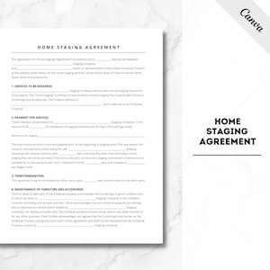 Editable Home Staging Agreement, Home Staging Template, Home Staging Contract, Property Staging, PDF File, Instant Download, Template