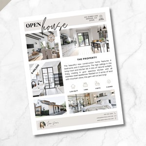 Handgemachte Flyer Vorlage für den Tag der offenen Tür, Realtor Marketing, Canva Flyer, Canva, Flyer Vorlage