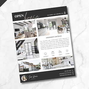 Real Estate Open House Flyer, Realtor Open House Flyer, Open House Template, Realtor Marketing, Real Estate Flyer, Canva, Flyer Template