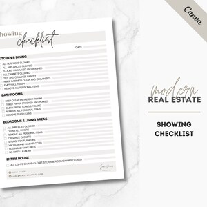 Real Estate Showing Checklist, Real Estate Marketing, Showing Checklist, Realtor Marketing, Realtor Checklist, Canva, Open House Checklist