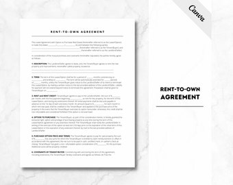 Rent to Own Agreement, Lease to Own Option Agreement, Lease to Purchase Option Agreement, PDF File, Rent to Own Contract, Rent-to-Own, Lease