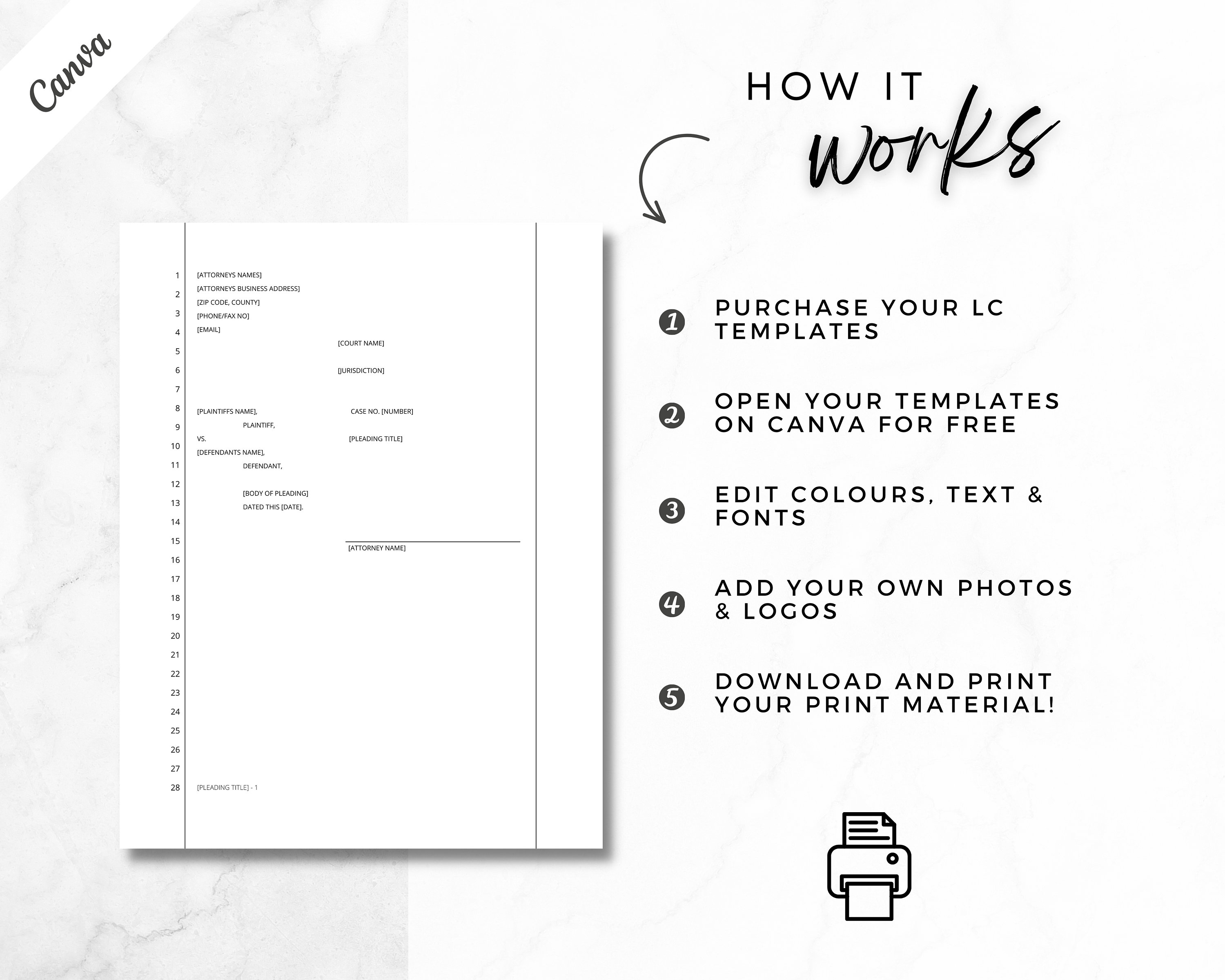 Pleading Paper, Pleading Paper Template, Editable, PDF, Instant ...