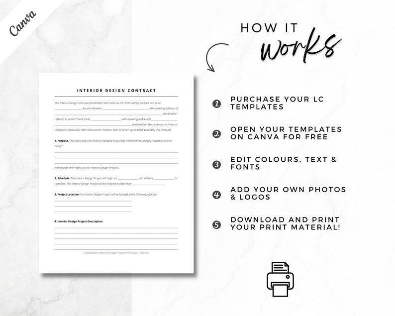 Interior Design Contract, Interior Design Agreement Template, PDF File ...