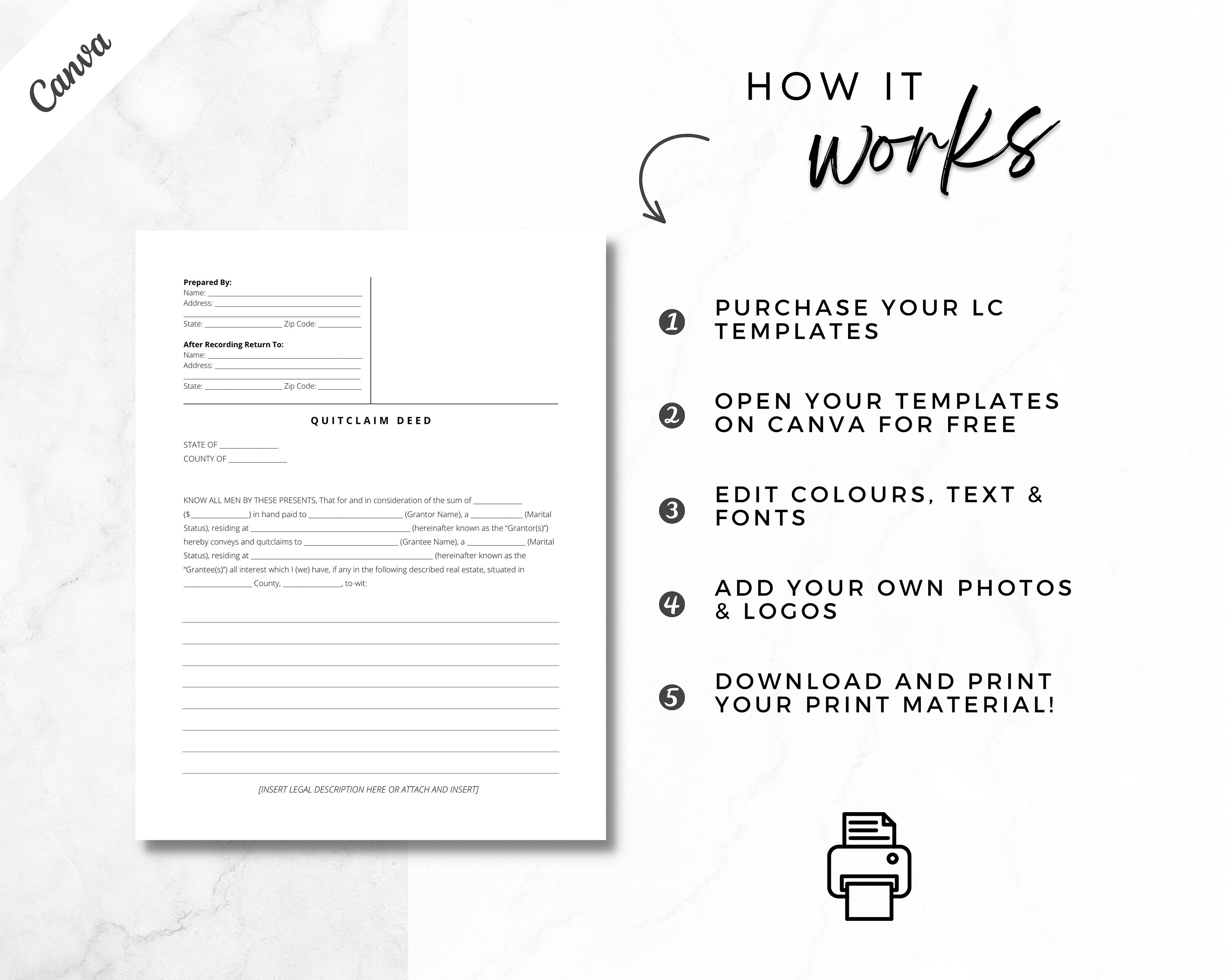 Quit Claim Deed, Quit Claim Deed Form, Property Transfer Document, PDF