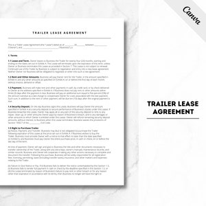 Trailer Rental Agreement, Food Truck Lease Contract, RV Truck Rental Contract, Trailer Lease Agreement, Editable, PDF, Instant Download