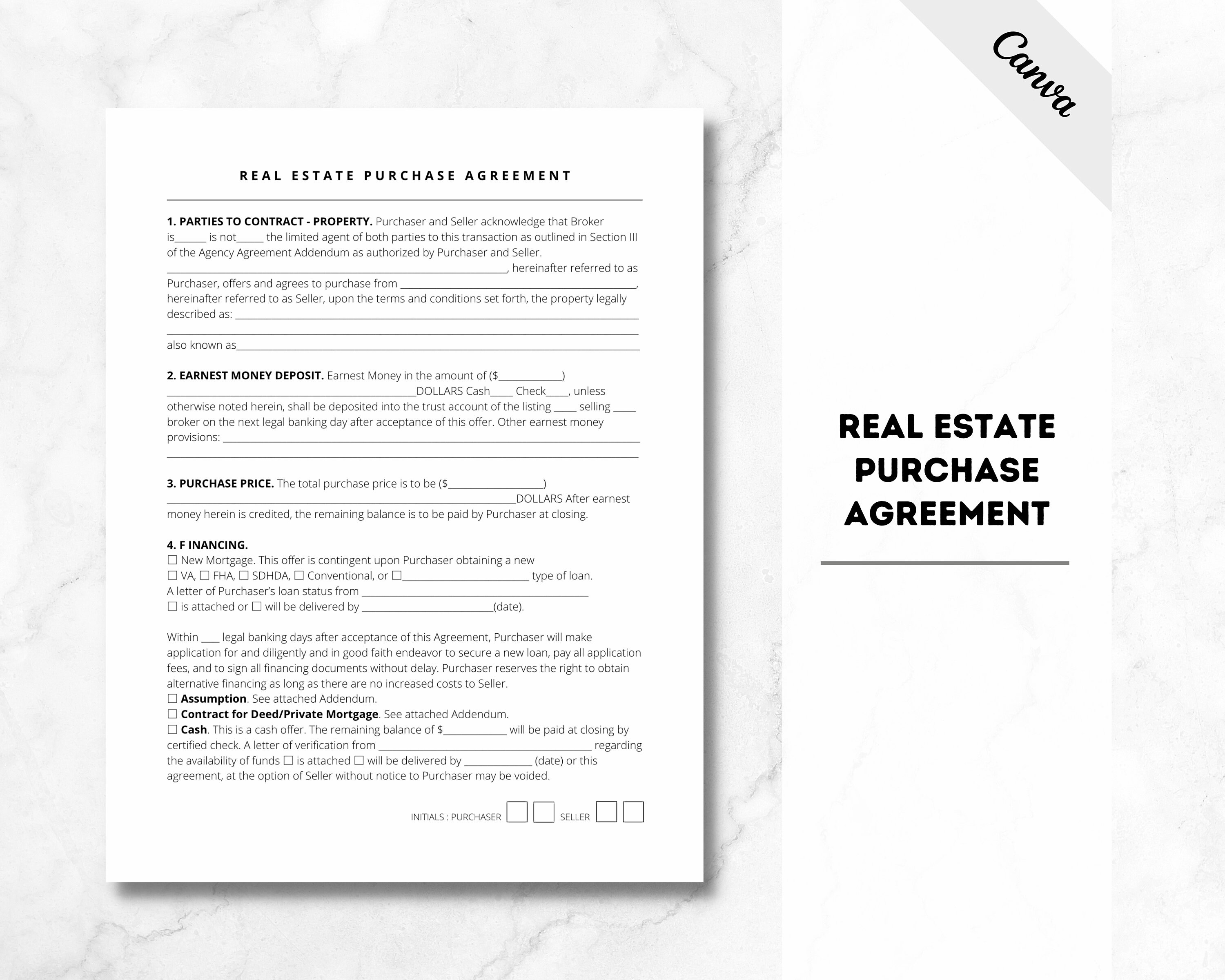 Residential Purchase Agreement, Real Estate Purchase Agreement