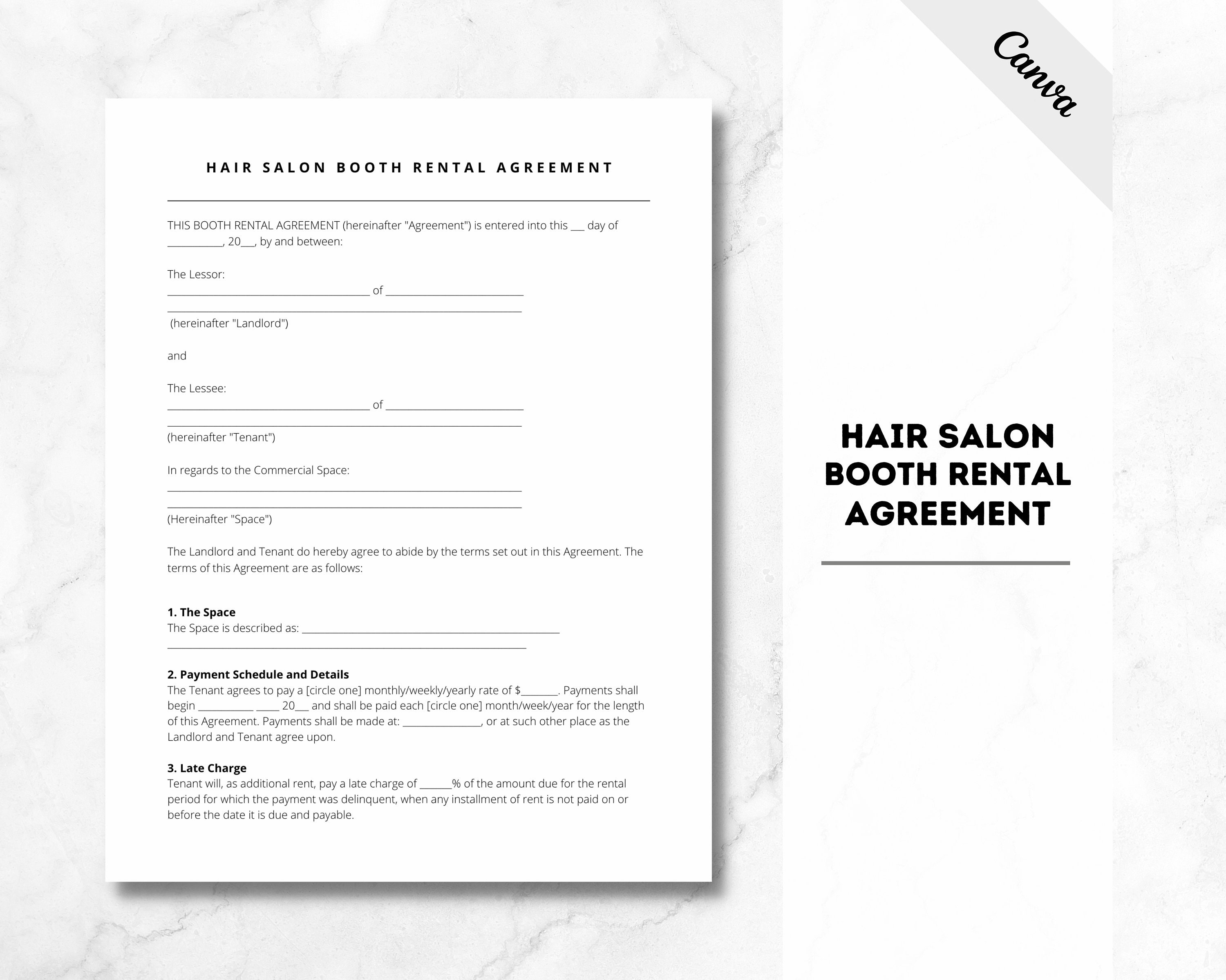 Hair Salon Booth Rental Agreement, Barber Shop Booth Rental Contract Hair Salon Booth Rental Agreement, Barber Shop Booth Rental Contract