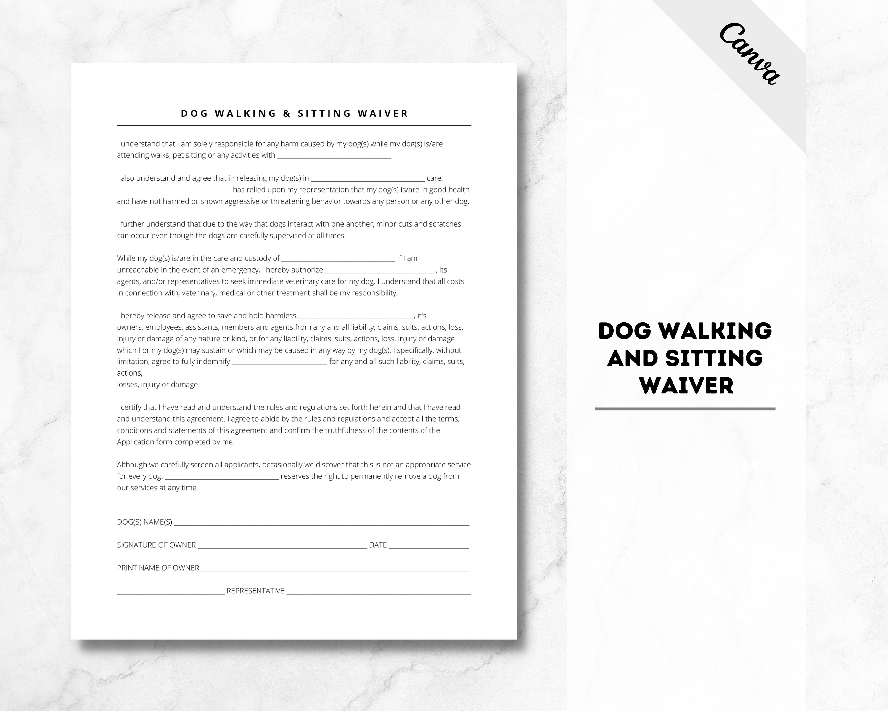 Pet Sitting Waiver Form Pet Sitting Release Form Dog Walking and Pet Pet Sitting Waiver Form Pet Sitting Release Form Dog Walking and Pet