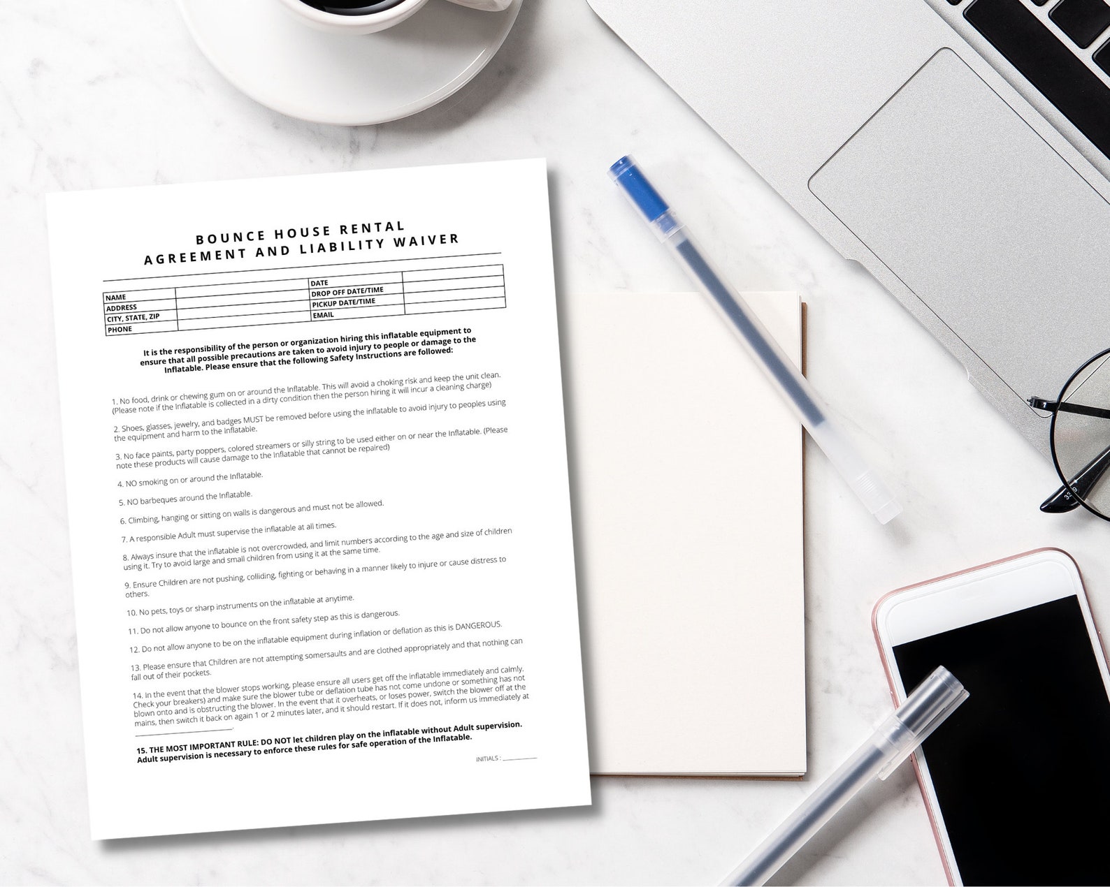 Bounce House Rental Agreement, Inflatable Rental Contract Agreement ...