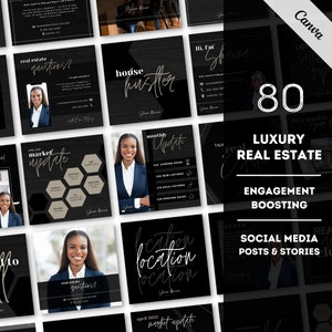 Real Estate Instagram Post Templates for Canva, Realtor Template, Instagram Canva Template, Social Media Templates, Real Estate Marketing