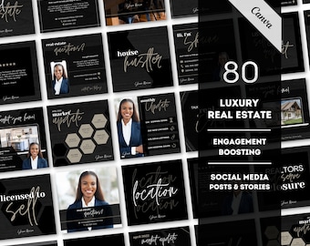 Real Estate Instagram Post Templates for Canva, Realtor Template, Instagram Canva Template, Social Media Templates, Real Estate Marketing