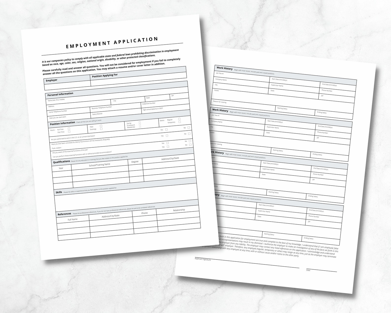 Job Application Form Employment Application New Employee Form Job 