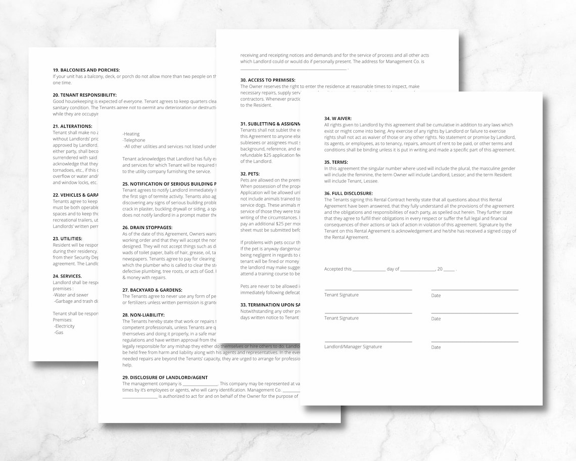 Residential Lease Agreement, Standard Lease Agreement, Lease Form, Home