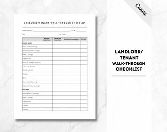 Landlord Tenant Walkthrough Checklist, Rental Walkthrough Checklist, Landlord/Tenant Walk-Through Checklist, Landlord Tenant Walkthrough