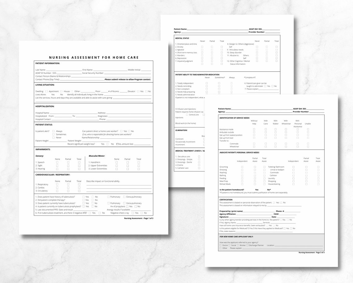 Homecare Agreement Contract Form, Home Health Care Evaluation Form ...