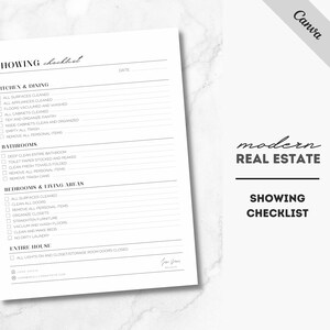 Real Estate Showing Checklist, Real Estate Marketing, Showing Checklist, Realtor Marketing, Realtor Checklist, Canva, Open House Checklist