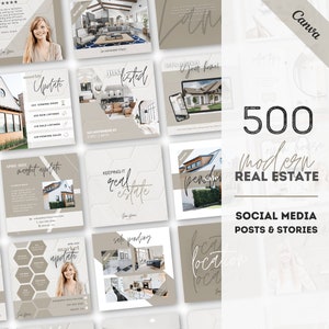 Realtor Instagram Post Template, Real Estate Instagram Grey Posts, Realtor Instagram Template, Realtor Social Media Templates, Modern, Canva