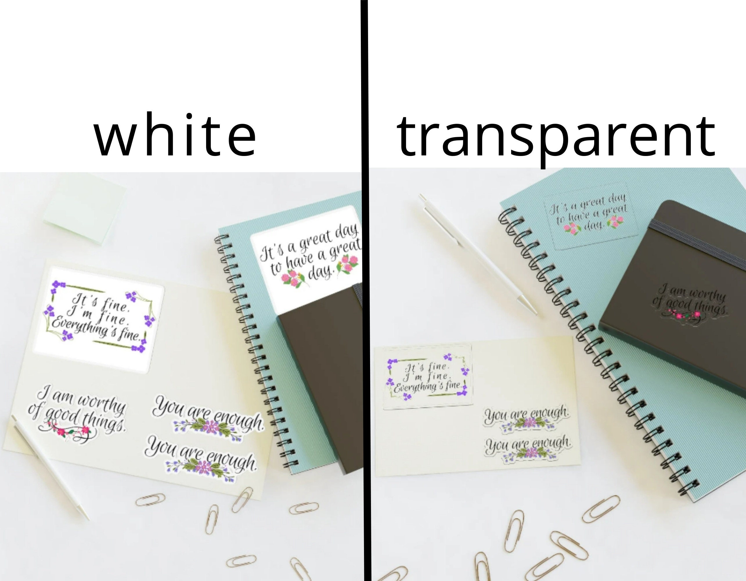 Positive Affirmation Vinyl Sticker Sheets, Inspirational Quotes, Self ...