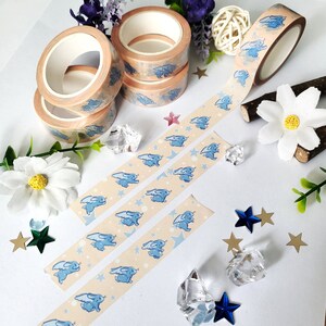 Ruimtekonijn (blauw) | Washi-tape | Leuke washitape met dieren | Plakboeken | Journalen | Spacecore | Briefpapier | 15 mm x 10 m | Ruimte: