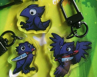 Menacing Crow Acrylic Keychain | Animal Charm