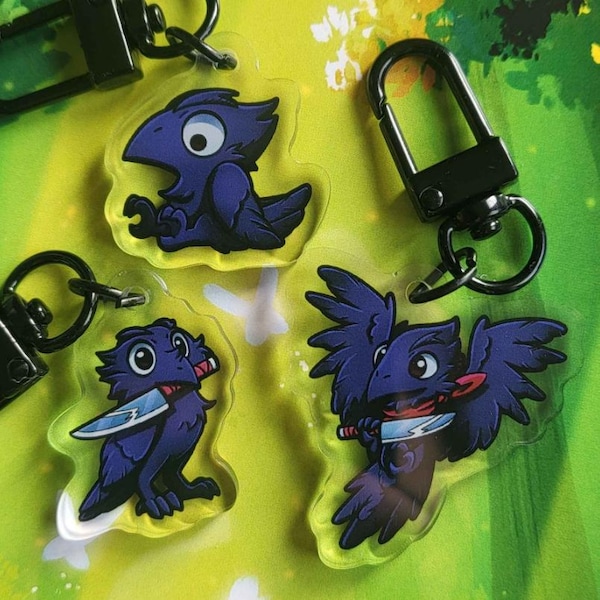 Menacing Crow Acrylic Keychain | Animal Charm