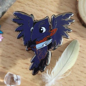 Crowfully Menacing - Flying Knife Crow - Enamel Pin