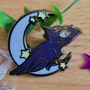 Crowfully Menacing – Moon Crow – Enamel Pin