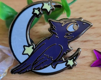 Crowfully Menacing – Moon Crow – Enamel Pin
