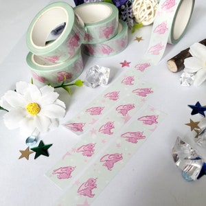 Ruimtekonijn (roze) | Washi-tape | Leuke washitape met dieren | Plakboeken | Journalen | Spacecore | Briefpapier | 15 mm x 10 m | Ruimte: