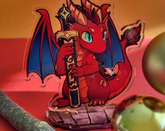 Dragon & Sword Acrylic Standee: Double-Sided Fantasy Animal Display