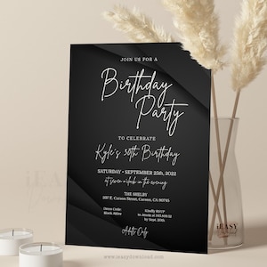 Editable Black & White 40th Birthday Invitation (Corjl)