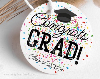 Editable Congrats GRAD Gift Tags, Confetti Gift Tags for all occasions, Congratulations or Thank You Tag Template Tags with JetTemplate GRA1